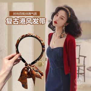 Khăn Choàng Cổ Lụa Satin Cổ Điển Phong Cách Hồng Kông 80s 90s Dành Cho Nữ Mùa Hè Dây Buộc Tóc Khăn Choàng Đa Năng Kiểu Dáng Hàn Quốc
