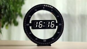 [WG] LED Light Digital Wall Clock Creative USB Electronic Clock Temperature Alarm Date Display with Second