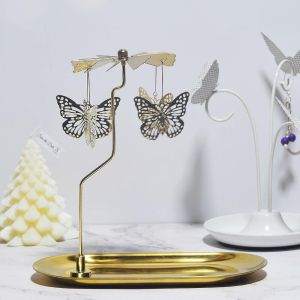 Stainless Steel Metal Windmill Rotating Spinning Candlestick Scented Candle Holder Home Decoration
