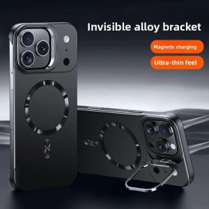 szhaiyu | Frameless Ultra Thin Magnetic Bracket Phone Case for IPhone Air 17 16 15 14 Pro Max for Magsafe Wireless Charge Protective Cover