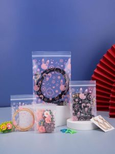 Thickened Self-Sealing Plastic Bags Transparent Sealed Small Food Packaging Cute Cartoon Preservation Liable Bags Pouches
