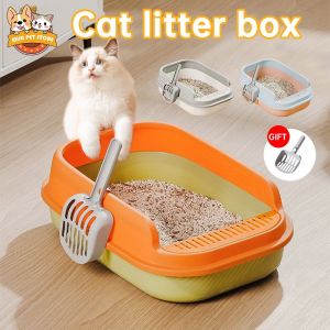 Cat Litter Box With Scoop Anti Spill Semi-enclosed Open Big Size 51.5CM*16CM*36CM