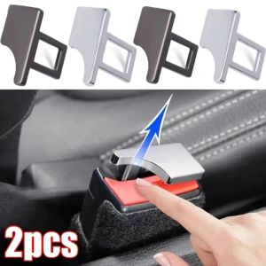 2Pcs Car Safety Seat Belt Lock Buckle Head Clip SeatBelt Metal Plug Alarm Canceler Stopper Interior Decorative Accessories