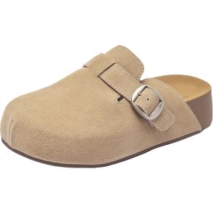 Womens Thick Bottom Birkenstock Sandals Slip-On Head Covering Shoes Casual Wear Autumn Season High Heel Half Slippers