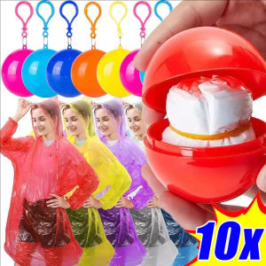10/20pcs Disposable Raincoat Ball / Portable Emergency Raincoat Ball  with Keyring / Colorful Mini Outdoor Raincoats for Traveling Camping