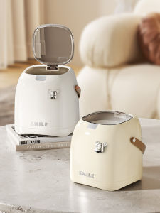 Mersida Desktop Trash Can Home Simple Press Type with Lid Luxury Style Cute Mini Storage Tube Square Shape PET Material
