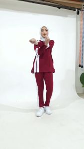 Setelan Baju Olahraga Wanita Muslim Azdari - Oneset Sport Senam Gowes Lari Terbaru