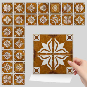 24pcs/set Wall Stickers Self-Adhesive Tile Decals Bohemia Style Decoration for Smooth Surfaces in Kitchen Bathroom Living Room