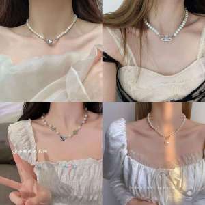 สร้อยคอไททาเนียมมุกสไตล์สาวฮอตสำหรับผู้หญิง โซ่กระดูกไหปลาร้าแบบลำลองหรูหรา เครื่องประดับคอแบบอเนกประสงค์สำหรับผู้หญิง