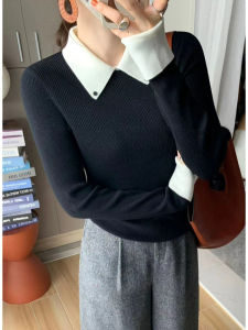 YUEZHONGWEI | Slim Fit Knitted Base Layer Womens Sweater Black
