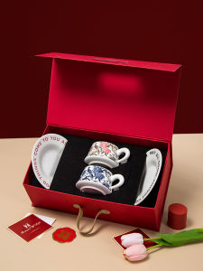 Yumo Floral Ceramic Couple Mugs Moving Gift Wedding Engagement Birthday Creative Gift Box Set Luxury Style Versatile Celebration