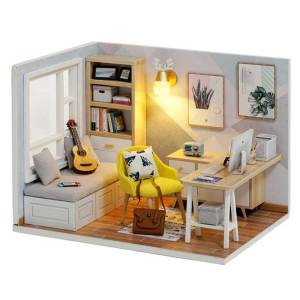 Wooden Mini Dollhouse With Furniture LED Light Miniatures DIY Doll House Handmade Assembly Model Building Room Children Gifts