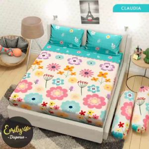 Sprei Promo Murah Best Seller Motif Bunga Claudia Satu Set Ukuran 180x200 Bahan Premium