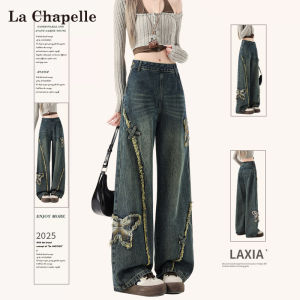 American Style Wide Leg Jeans Womens Loose Butterfly Knot Skinny Version Autumn New Arrival La Chapelle Casual High Waist Denim