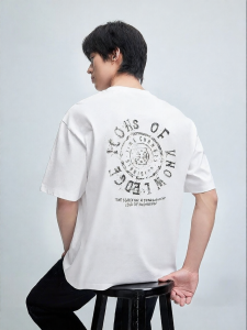 Jack Jones | Cotton Comfortable Versatile Letter Printed Round Neck Loose Short Sleeve T-Shirt
