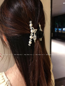 New 2025 High-End Pearl Hair Clip Women Medium Butterfly Knot Half up Bun Shark Clamp Hair Accessories Korean Style Fresh out