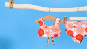 【COD&Local】Girls Summer 2Pcs Swimwear Sets Sleeveless Backless Knotted Vest + Leopard/Floral Print Bottom