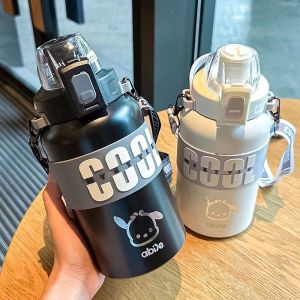 ขวดน้ำกีฬาแบบพกพาขนาดใหญ่ 1000ml รุ่นผู้ชาย รุ่น ผู้หญิง นักเรียนมัธยมต้น ฤดูหนาว กระติกน้ำร้อนแบบมีฉนวน