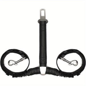Adjustable Elastic Car Harness Seat Belt with Shock Double Dog Safety Seat Belt Reflective Dog Car Restraint for Pet Safety Belt