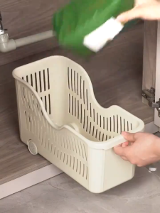 S/M/L Kitchen Storage Basket with Pulley Pot Lid Rack Storage Rack Sundries Storage Rack Kotak Simpanan 收纳篮