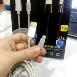 Dây sạc nhanh Pisen Aluminum Alloy 2.4A Braided 1500mm (LH-AL19-1500) USB-A to L dây dù chống rối hàng chính hãng