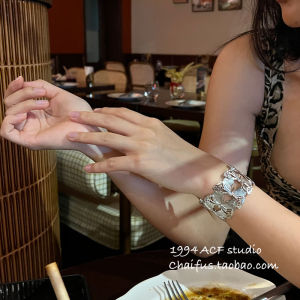 Butterfly Pattern Hollow out Titanium Steel Bracelet Punk Style Open Hand Bracelet Fashionable Unique Design for Women