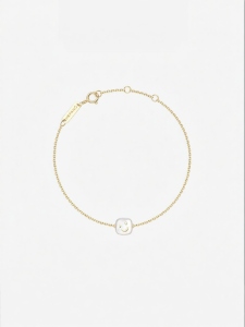 Elegant Versatile 14K Gold Pearl Mother Smiling Face Bracelet