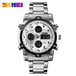 Jam Tangan Pria Stainless Rantai SKMEI 1389 Kasual Millenial Watch Tahan air Analog Digital tahan air 30atm