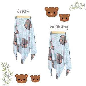 Voal Printing Anak Motif Bear Flower / Hijab Anak Motif Lucu