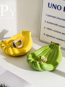Creative Ceramic Underglaze Simple Banana Shaped Snack Fruit Tray Bowl Decoration Storage Display Piece Daily Dining Fruit Snack