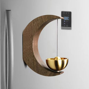 Dopamine Style Pure Copper Wind Chimes Doorbell Wooden Creative Home Entrance Door Reminder Moon Hanging Decoration