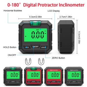 Magnetic Digital Angle Finder Inclinometer with Bubble Level 0-180° Protractor Tool for Woodworking Auto Repair Goniometer