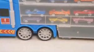 Track Launch Container Truck Double Side Transport Car with Ramp for Kids by WISHLAND