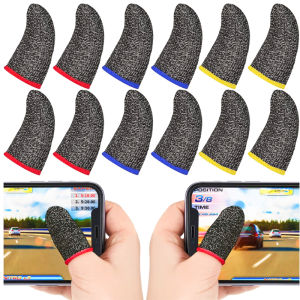 12Pcs Gaming Finger Sleeves Anti Sweat Breathable Finger Gloves Gamer Thumb Protector Mobile PUBG Game Hand Controller Sensitive Touch Screen Finger Cots Silver Fiber