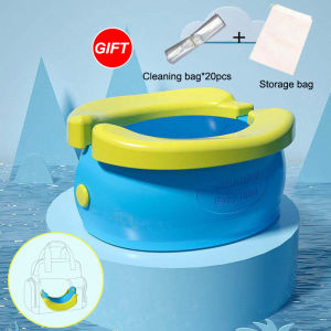 กระบอกฉี่แบบพกพา VREN สำหรับเด็กที่ฝึกนั่งกระโถนเด็กแบบพับเก็บได้สำหรับกลางแจ้งและในร่มทำความสะอาดง่ายรวมถุงขยะ20ถุง