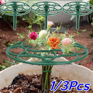 3Pcs Stackable Garden Potted Plant Root Stem Support Stands Portable Useful Flower Shaping Fixing Racks Durable Green Plastic Flower Pot Base Support Brackets
