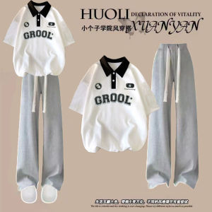 Bộ Đồ Hai Mảnh Tay Ngắn Thường Ngày Mùa Hè Cho Bé Gái Trung Học Cơ Sở 12-15 Tuổi Quần Thể Thao Cotton Phong Cách Hàn Quốc