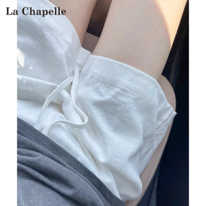 La Chapelle | Thin Loose Wide Leg Pants for Petite Women 5-inch Length Linen Shorts