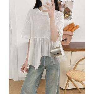 Loose Womens round Neck Short Sleeve T-shirt Comfortable Casual Fashion plus Size Spring Summer Knitted Korean Style Top
