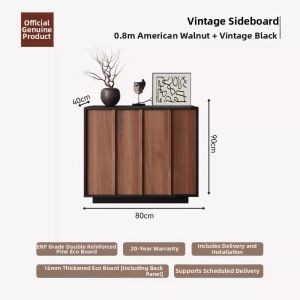 Nordic Vintage Style Solid Wood Storage Cabinet