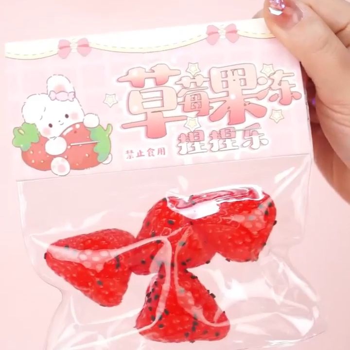 TAIYO Taba Squishy Pinch Strawberry Squeeze Fruit pencet kenyal lucu imut squisi Stress Relief Mainan