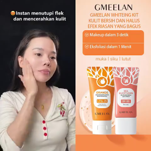 GMEELAN 3PCS KITS GMEELAN Gluta Whitening Lazy Cream Ori 30g*2pcs + GMEELAN Orange Exfoliating Peeling Face Whitening  eksfoliasi wajah gel 50g/ gmeelan day cream pemutih +Gmeelan peeling gel exfoliating skin care
