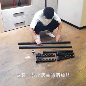 {SG In-Stock and Delivery} Adjustable Clothes Drying Rack Floor To Ceiling Tension Pole Hanger Stand Height Adjustable 1.1M to 3.1M Flexible {Good At Quality}