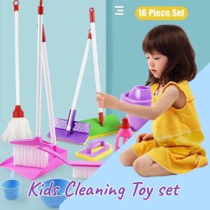 Kids Cleaning Toys 4-16PCS Housekeeping Cleaning Toys Children Educational Simulation Toy Broom Mop Dustpan Brushes