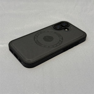 Carbon Fiber Leather Texture Magnetic Wireless Charging Phone Case for  16Pro Max Business Style Protective Cover for Men
