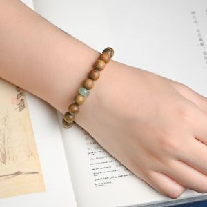 Vòng Tay Gỗ Đàn Hương Màu Xanh Đơn Giản Vòng Tay Gỗ Cổ Điển Cho Cặp Đôi Trang Sức Phật Giáo Trang Sức Thời Trang Trang Sức Hợp Kim Mới Ra Lò