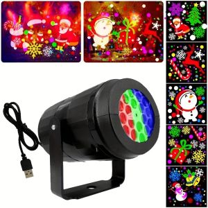 Christmas Night Projector Light 16 Patterns Rotating for Bedroom Living Room Wall Holiday Festival Gift Ornament Ambient