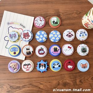 Cute Cartoon Cat Dog Bear Elephant Duck KT Cat Skin Magnetic Absorption Airbag Phone Stand Foldable Retractable Rotatable Air Cushion Absorption Ring Support Seat