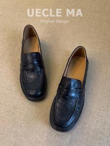 MASHUJIA | Vintage Thick Sole Loafers Leather Shoes