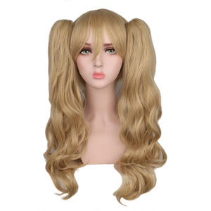 Long Wavy Cosplay Mixed Blonde With 2 Ponytails 60 Cm Synthetic Hair Wigs